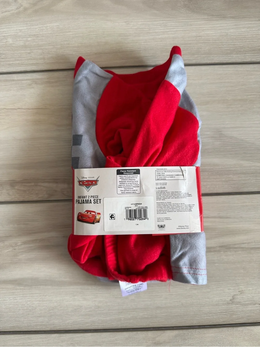 Disney Cars 2 Piece Pajama Set Red 12months NWT IN PACKAGING